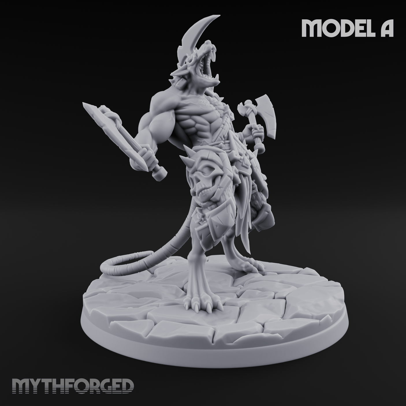Weapons Spread Wide Screeching Ratfolk A Miniature for Dungeons and Dragons, Pathfinder or other TTRPGs
