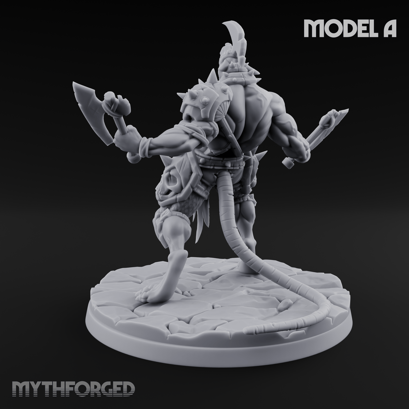 Weapons Spread Wide Screeching Ratfolk A Miniature for Dungeons and Dragons, Pathfinder or other TTRPGs