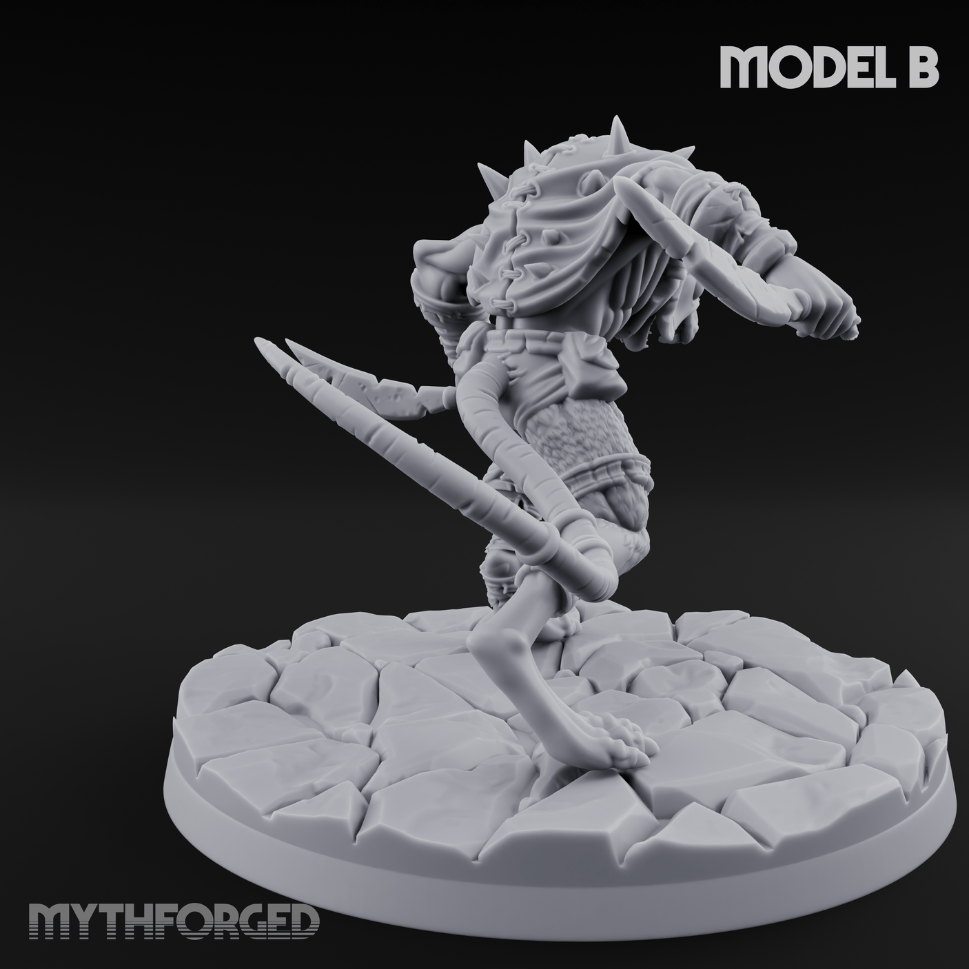 Weapons Spread Wide Screeching Ratfolk B Miniature for Dungeons and Dragons, Pathfinder or other TTRPGs