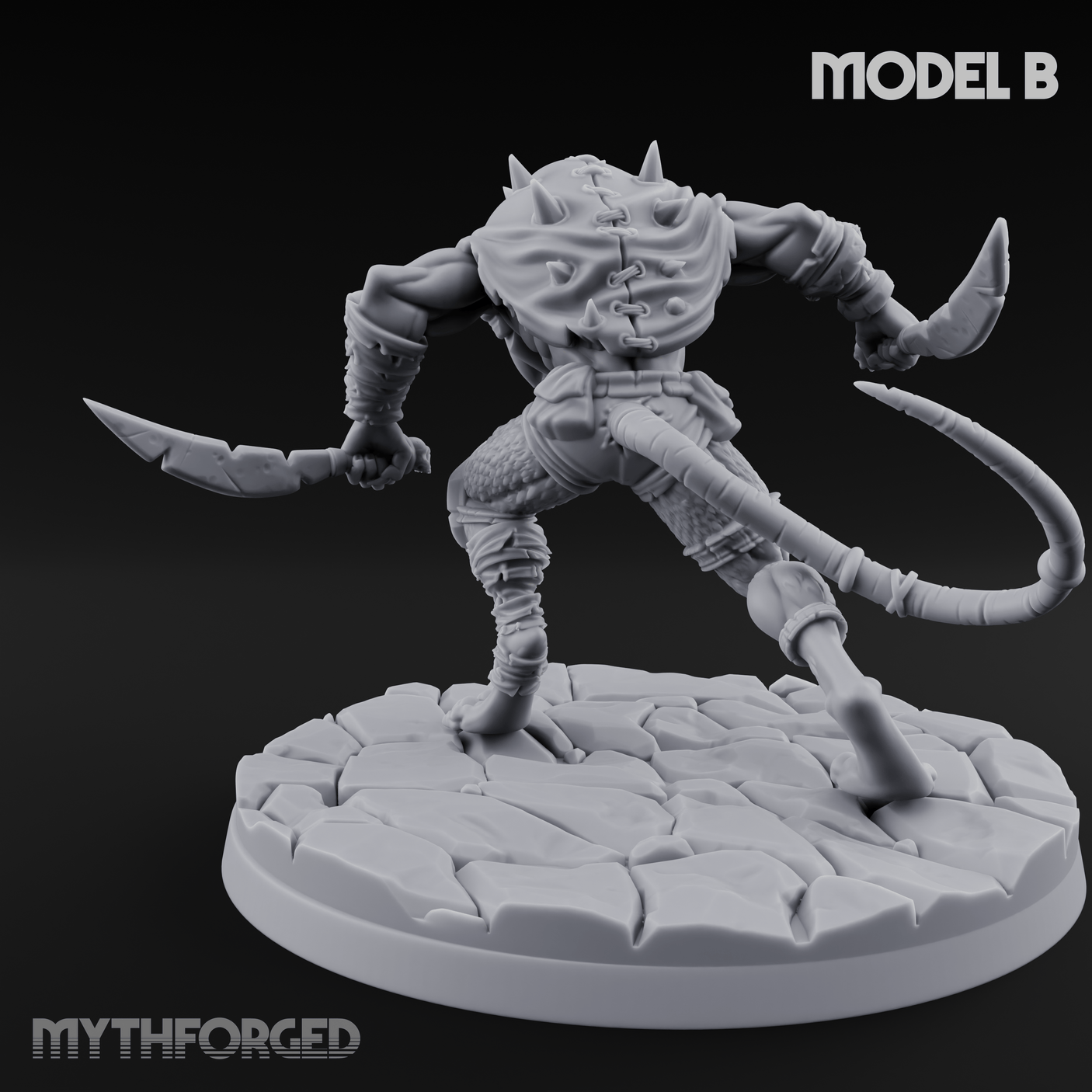 Weapons Spread Wide Screeching Ratfolk B Miniature for Dungeons and Dragons, Pathfinder or other TTRPGs