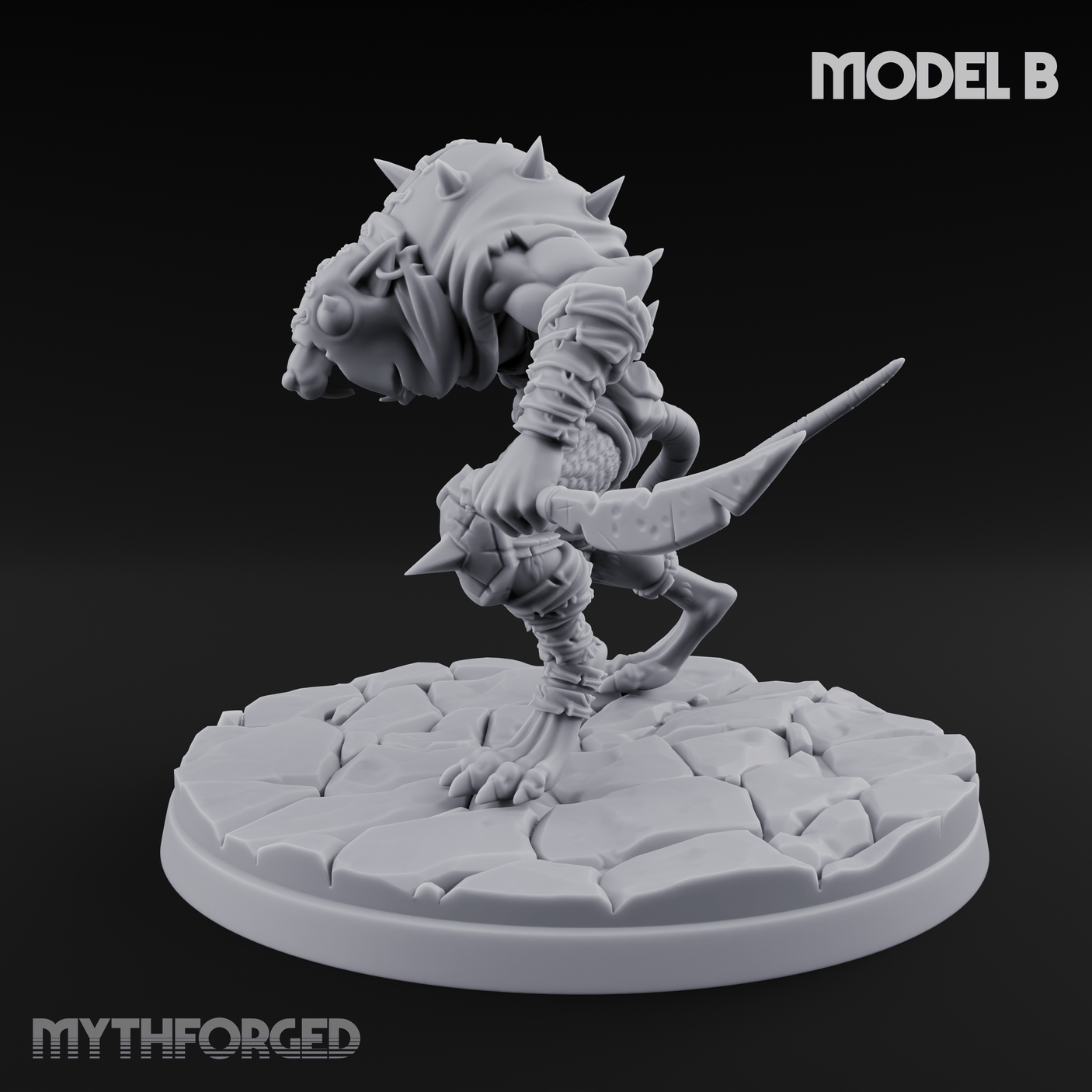 Weapons Spread Wide Screeching Ratfolk B Miniature for Dungeons and Dragons, Pathfinder or other TTRPGs
