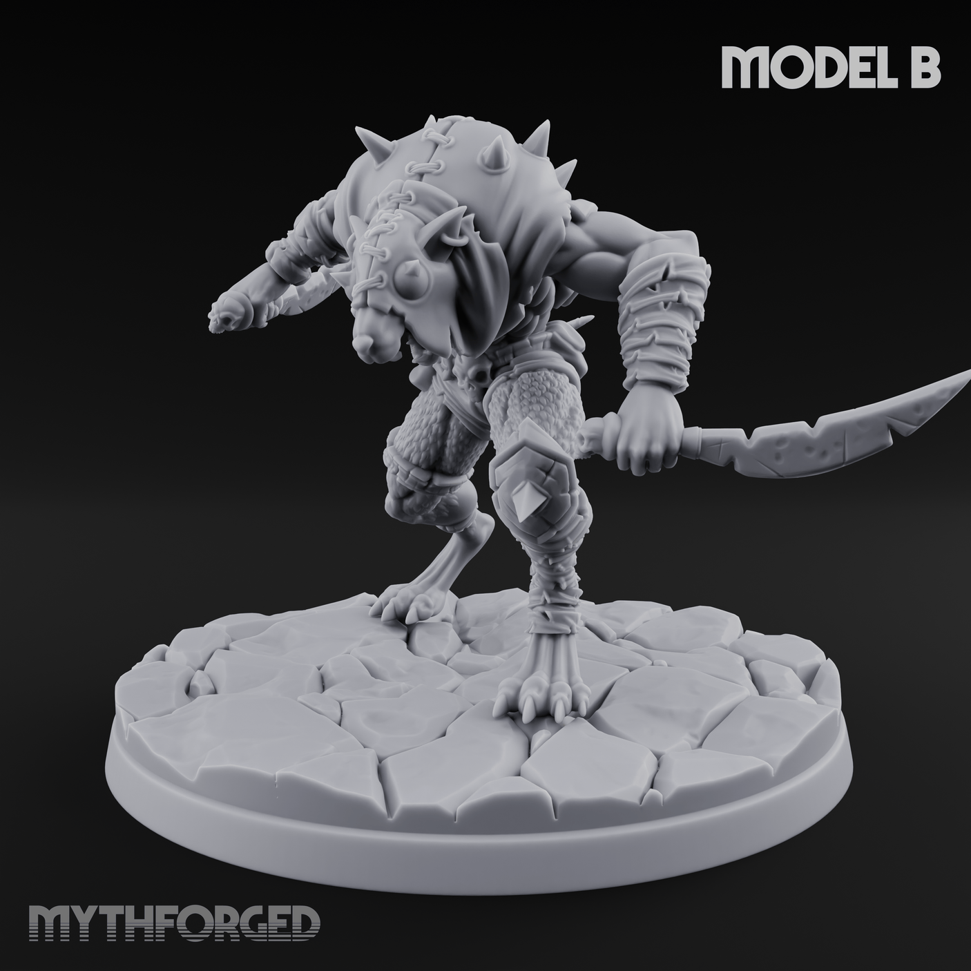 Weapons Spread Wide Screeching Ratfolk B Miniature for Dungeons and Dragons, Pathfinder or other TTRPGs