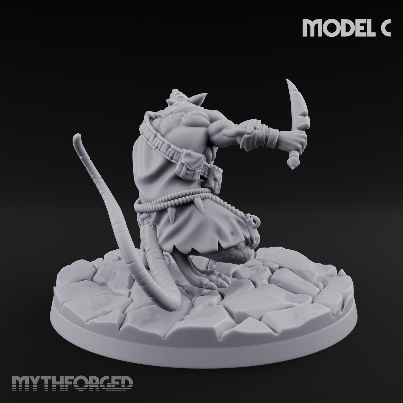 Weapons Spread Wide Screeching Ratfolk C Miniature for Dungeons and Dragons, Pathfinder or other TTRPGs