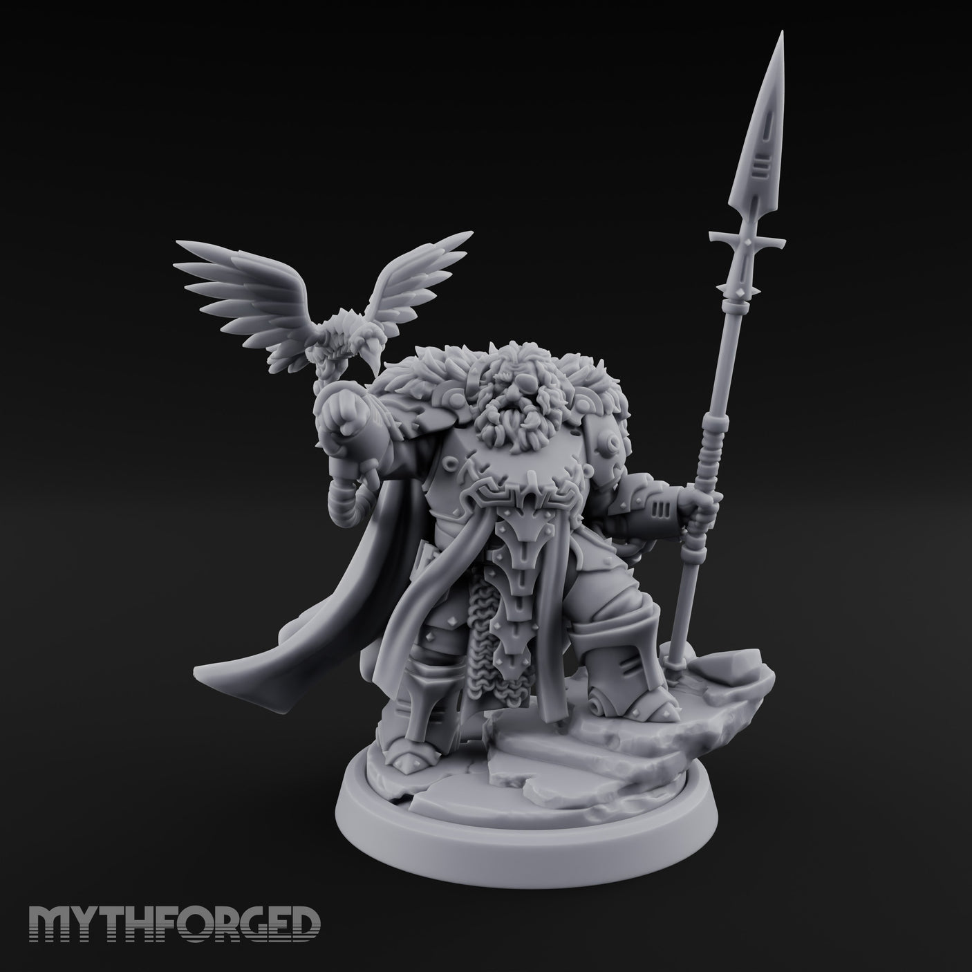 Raven Perching Spear Holding Dwarf Jarl