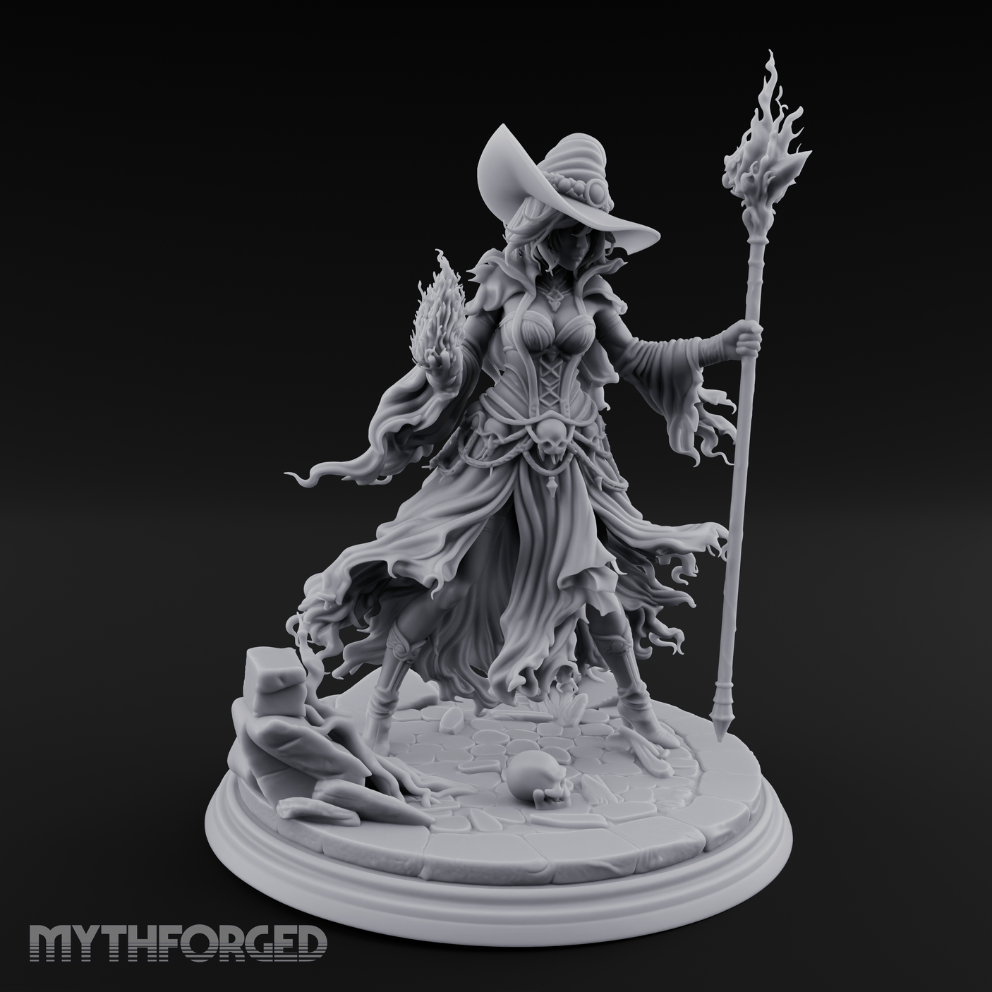 Flames Dancing From Her Fingertips Sorceress Miniature for Dungeons and Dragons, Pathfinder or other TTRPGs