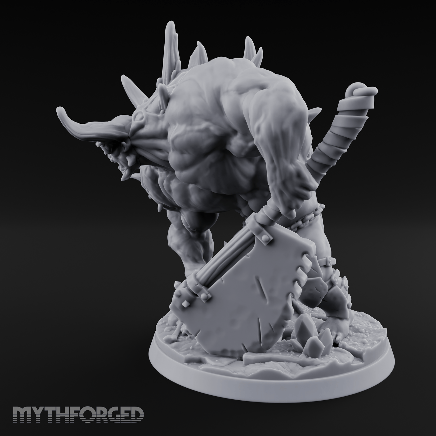 Tusks Gleaming Menacing Demon Brute Miniature for Dungeons and Dragons, Pathfinder or other TTRPGs