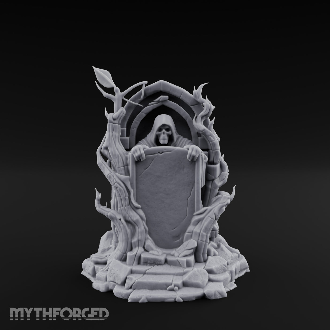 Reaper-Risen Branch-Clawed Grim Reaper Gravestone Miniature for Dungeons and Dragons, Pathfinder or other TTRPGs