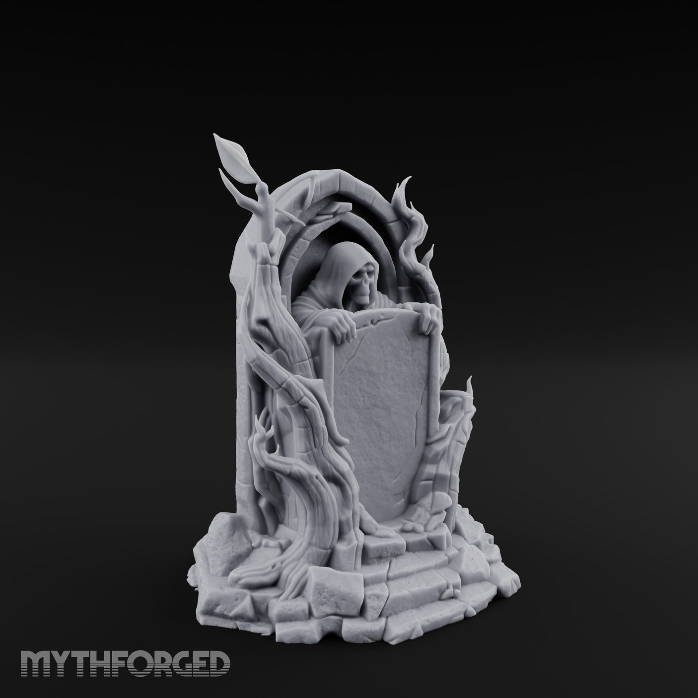 Reaper-Risen Branch-Clawed Grim Reaper Gravestone Miniature for Dungeons and Dragons, Pathfinder or other TTRPGs