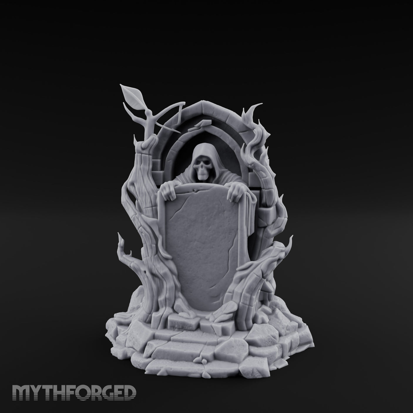 Reaper-Risen Branch-Clawed Grim Reaper Gravestone Miniature for Dungeons and Dragons, Pathfinder or other TTRPGs