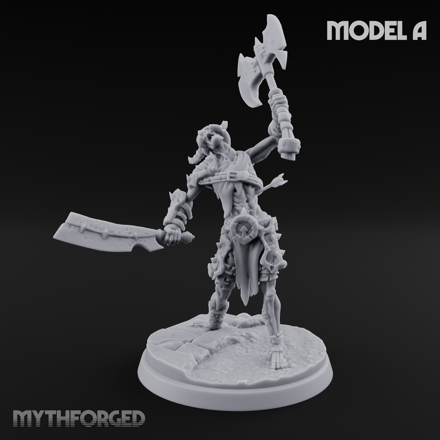 Axes Held High Ghoul Warriors A Miniature for Dungeons and Dragons, Pathfinder or other TTRPGs