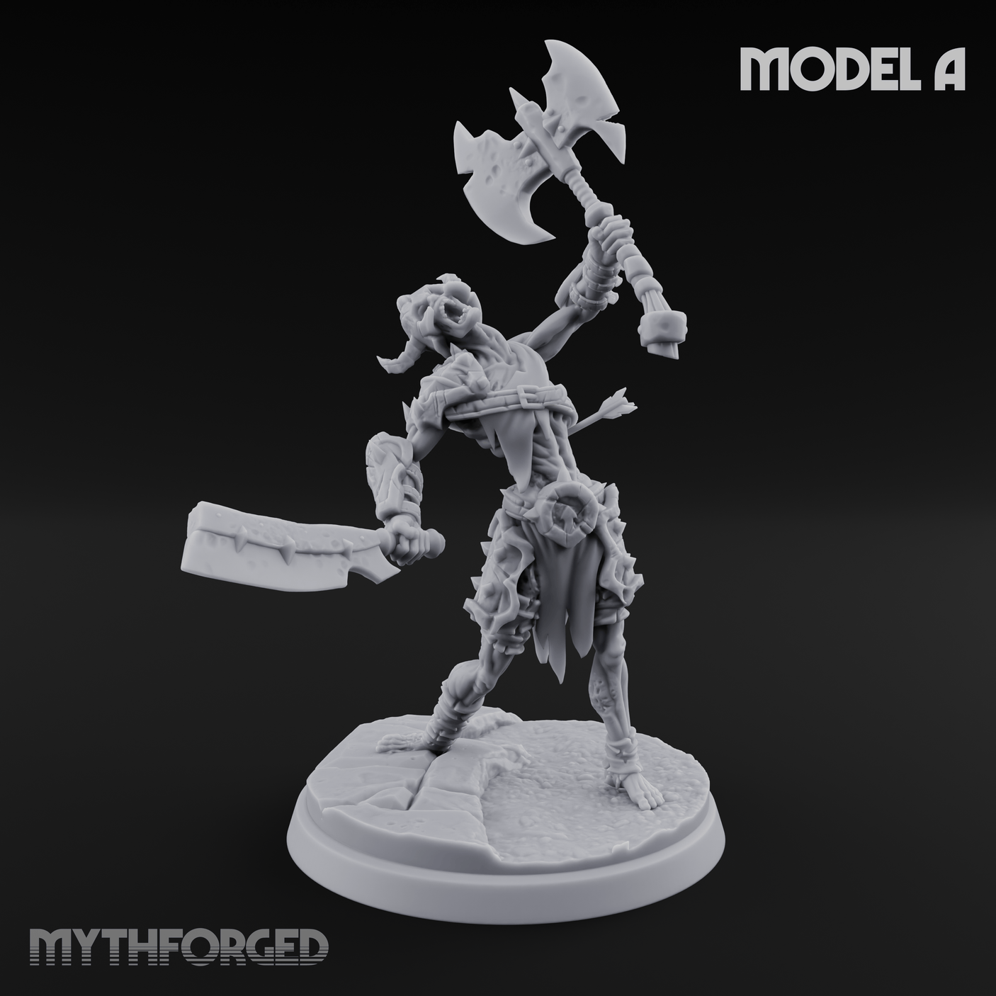 Axes Held High Ghoul Warriors A Miniature for Dungeons and Dragons, Pathfinder or other TTRPGs