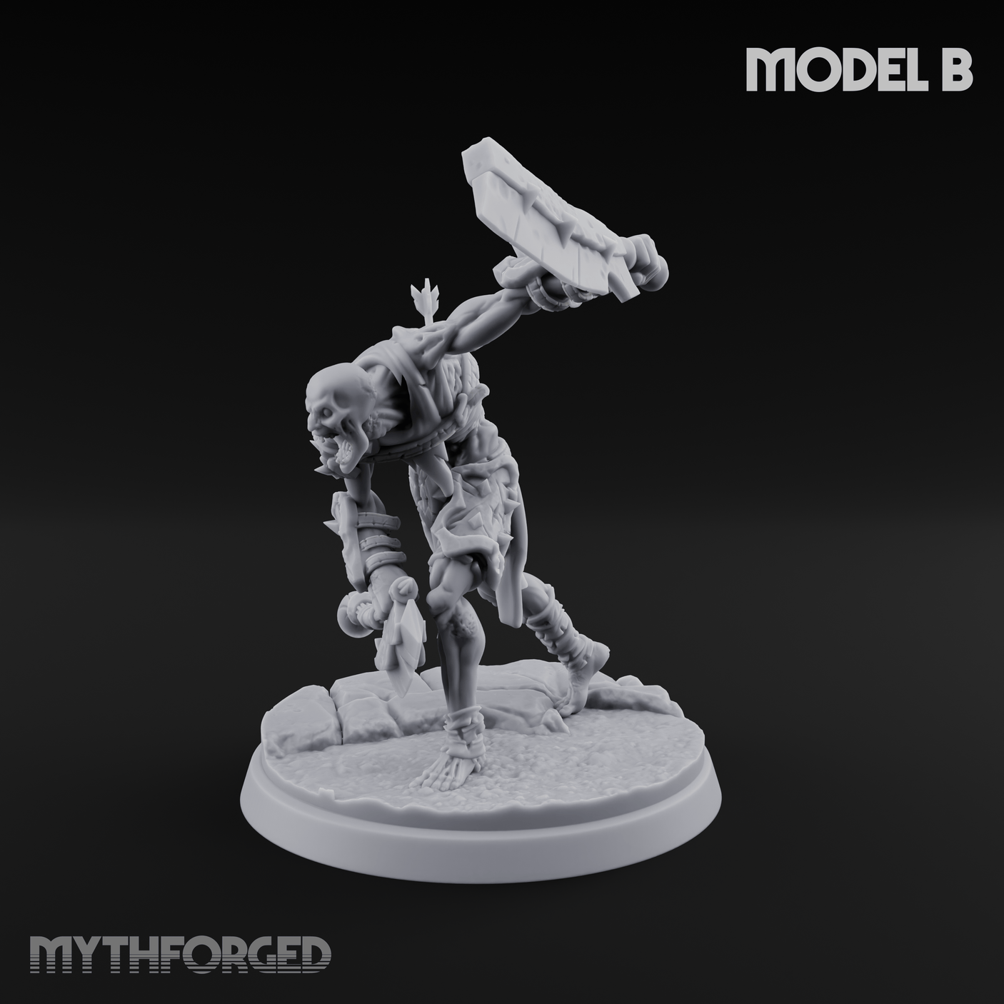 Axes Held High Ghoul Warriors B Miniature for Dungeons and Dragons, Pathfinder or other TTRPGs