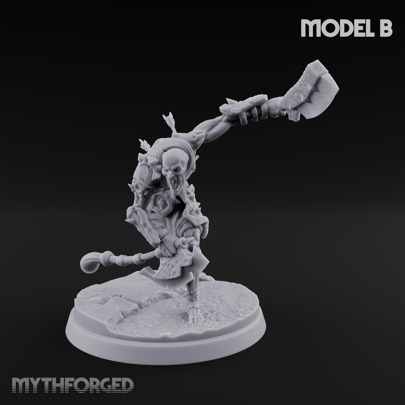 Axes Held High Ghoul Warriors B Miniature for Dungeons and Dragons, Pathfinder or other TTRPGs