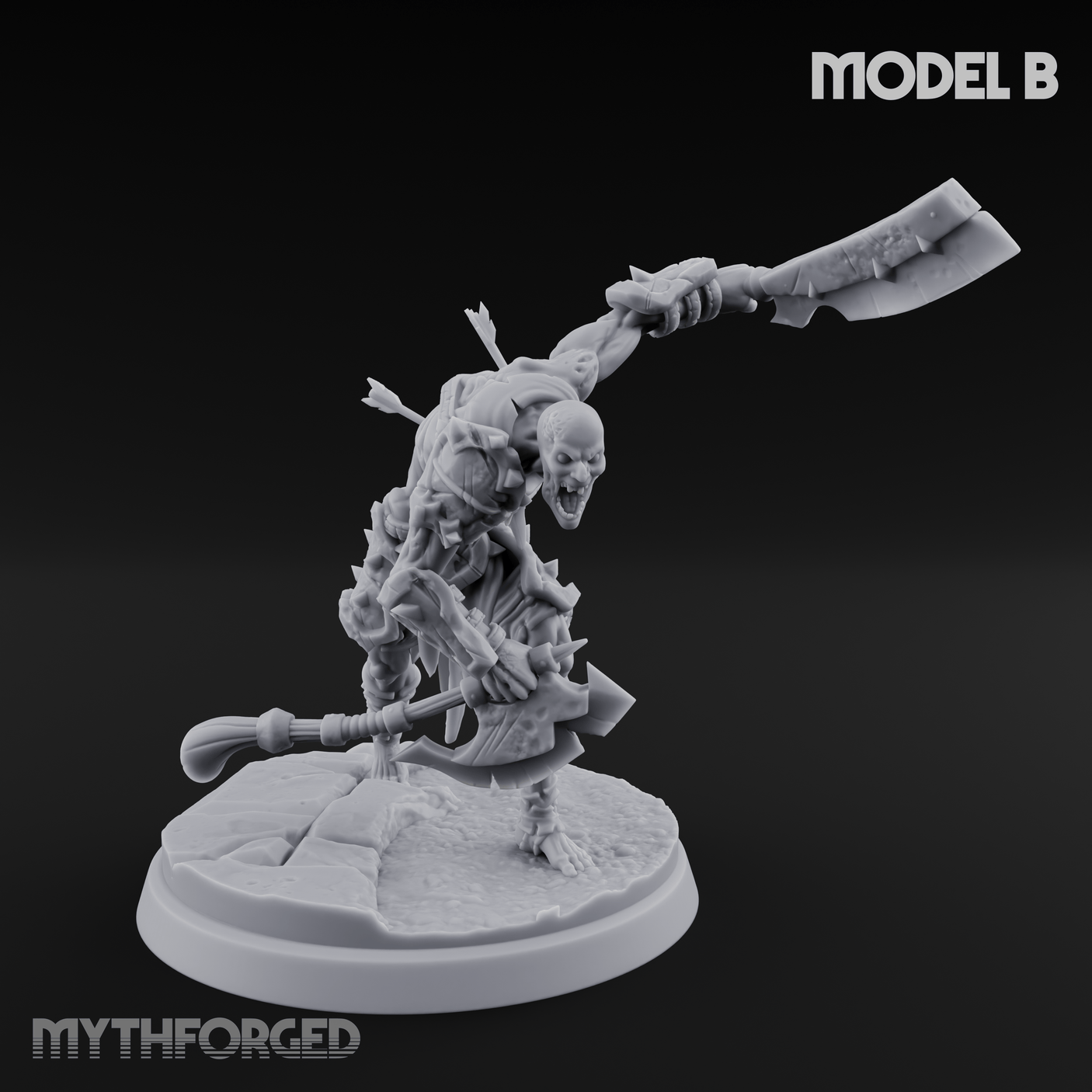 Axes Held High Ghoul Warriors B Miniature for Dungeons and Dragons, Pathfinder or other TTRPGs