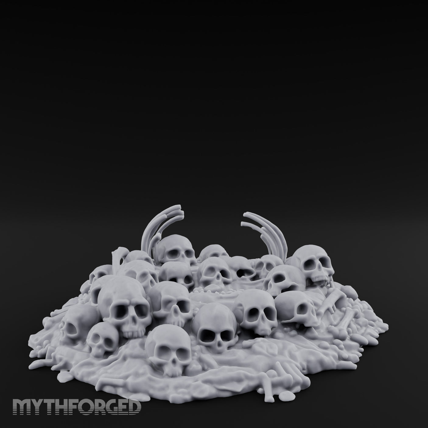 Rib-Jutting Bone-Heaped Skull Pile Miniature for Dungeons and Dragons, Pathfinder or other TTRPGs