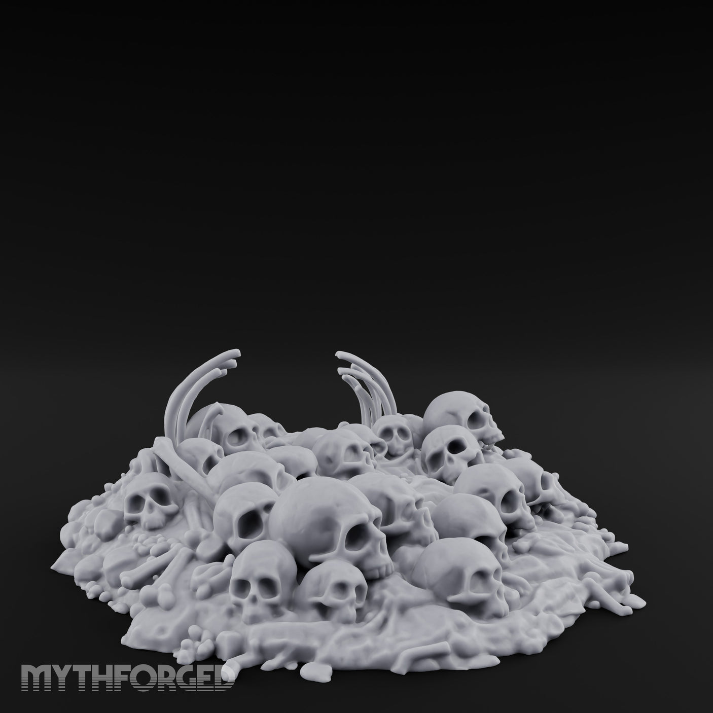 Rib-Jutting Bone-Heaped Skull Pile Miniature for Dungeons and Dragons, Pathfinder or other TTRPGs
