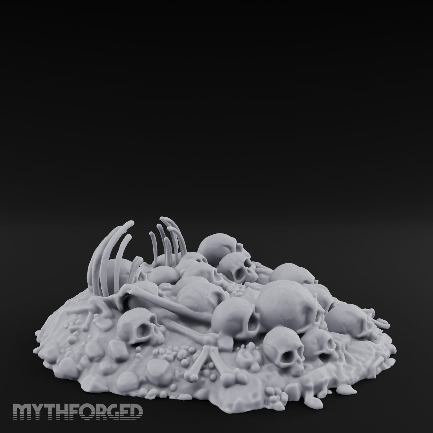 Rib-Jutting Bone-Heaped Skull Pile Miniature for Dungeons and Dragons, Pathfinder or other TTRPGs
