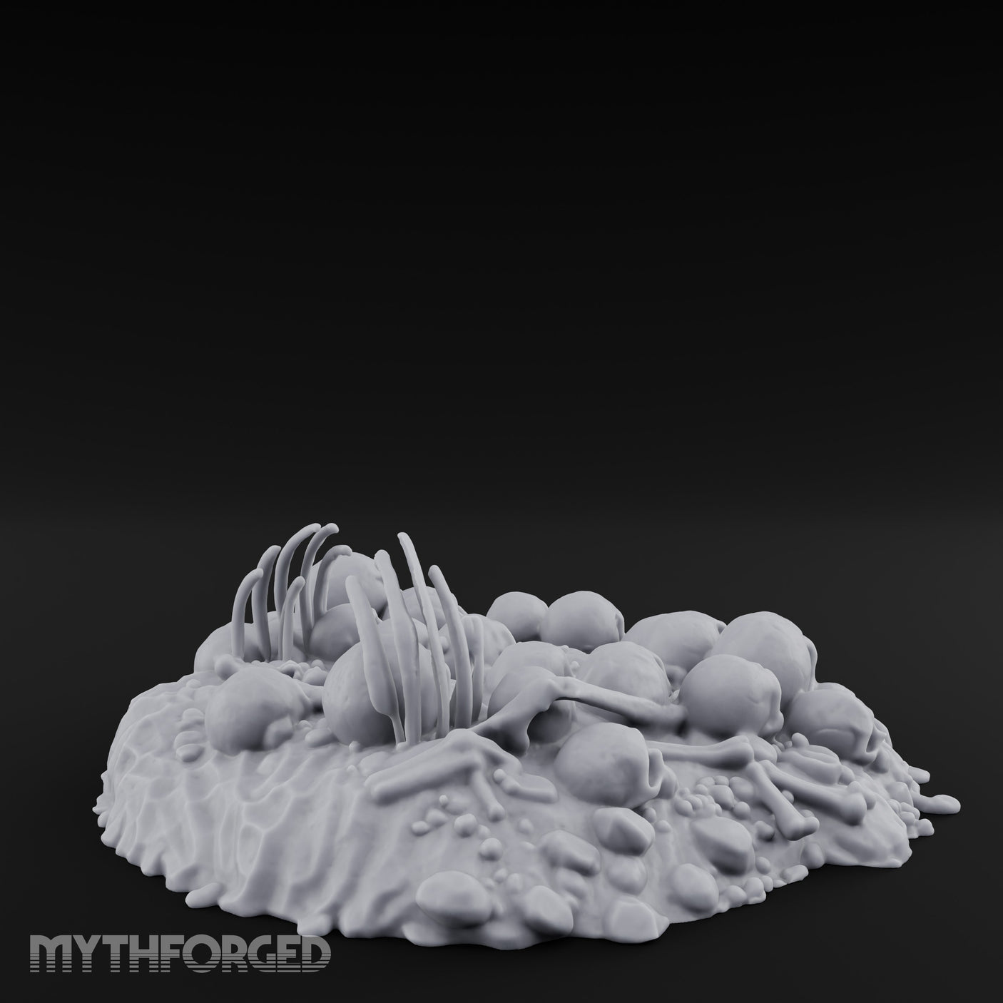Rib-Jutting Bone-Heaped Skull Pile Miniature for Dungeons and Dragons, Pathfinder or other TTRPGs