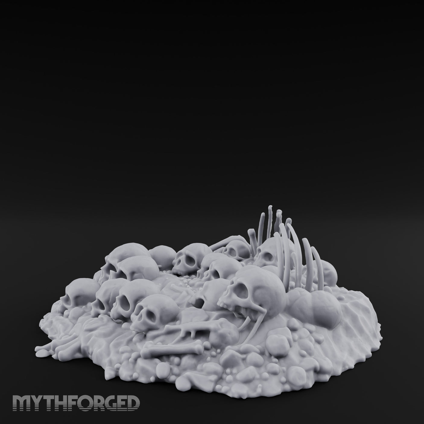 Rib-Jutting Bone-Heaped Skull Pile Miniature for Dungeons and Dragons, Pathfinder or other TTRPGs