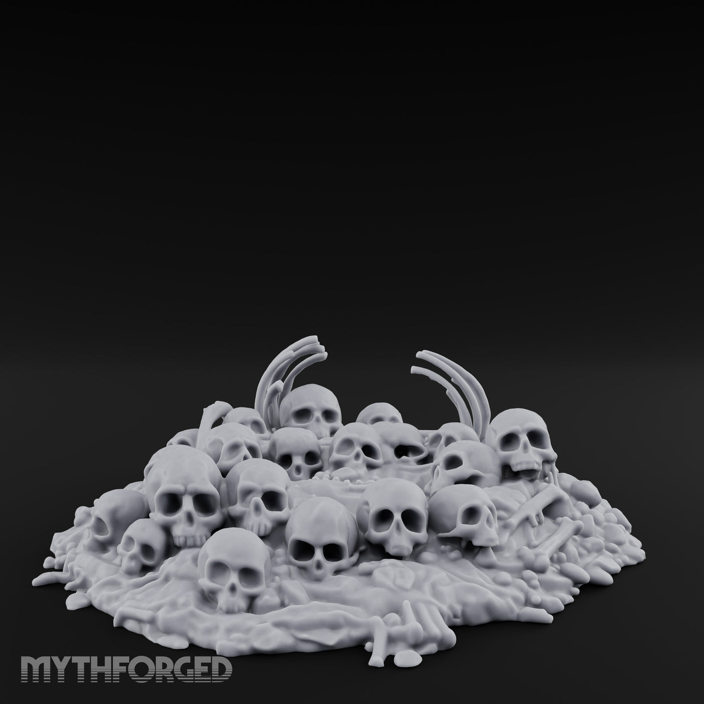 Rib-Jutting Bone-Heaped Skull Pile Miniature for Dungeons and Dragons, Pathfinder or other TTRPGs