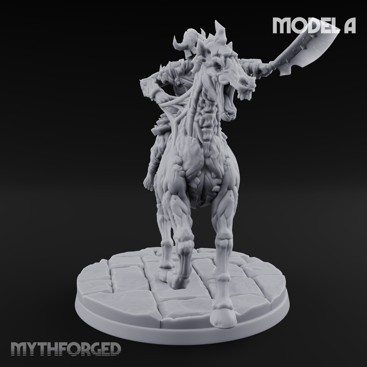 Axe Raised Victorious Ghoul Riders Miniature for Dungeons and Dragons, Pathfinder or other TTRPGs