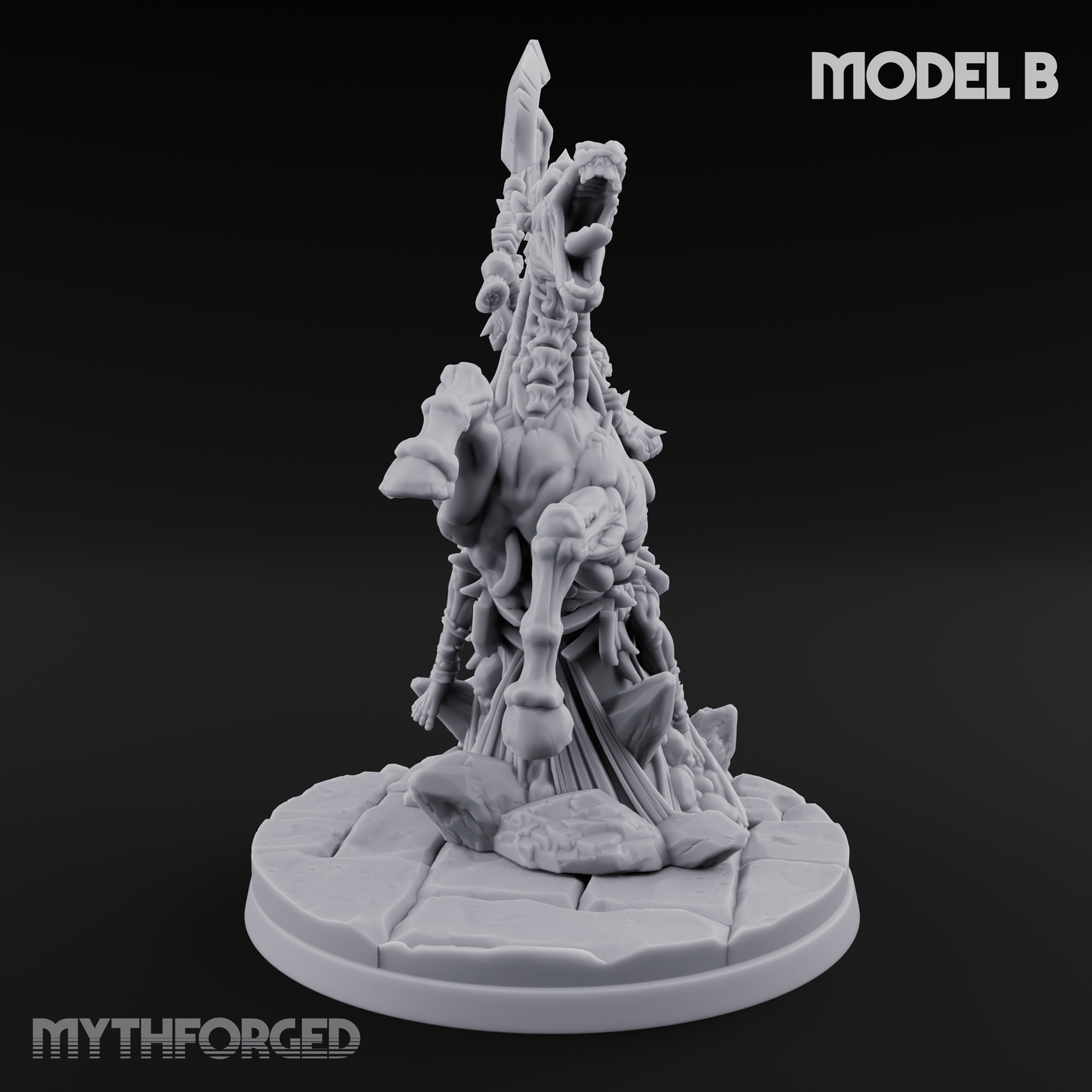 Axe Raised Victorious Ghoul Riders B Miniature for Dungeons and Dragons, Pathfinder or other TTRPGs