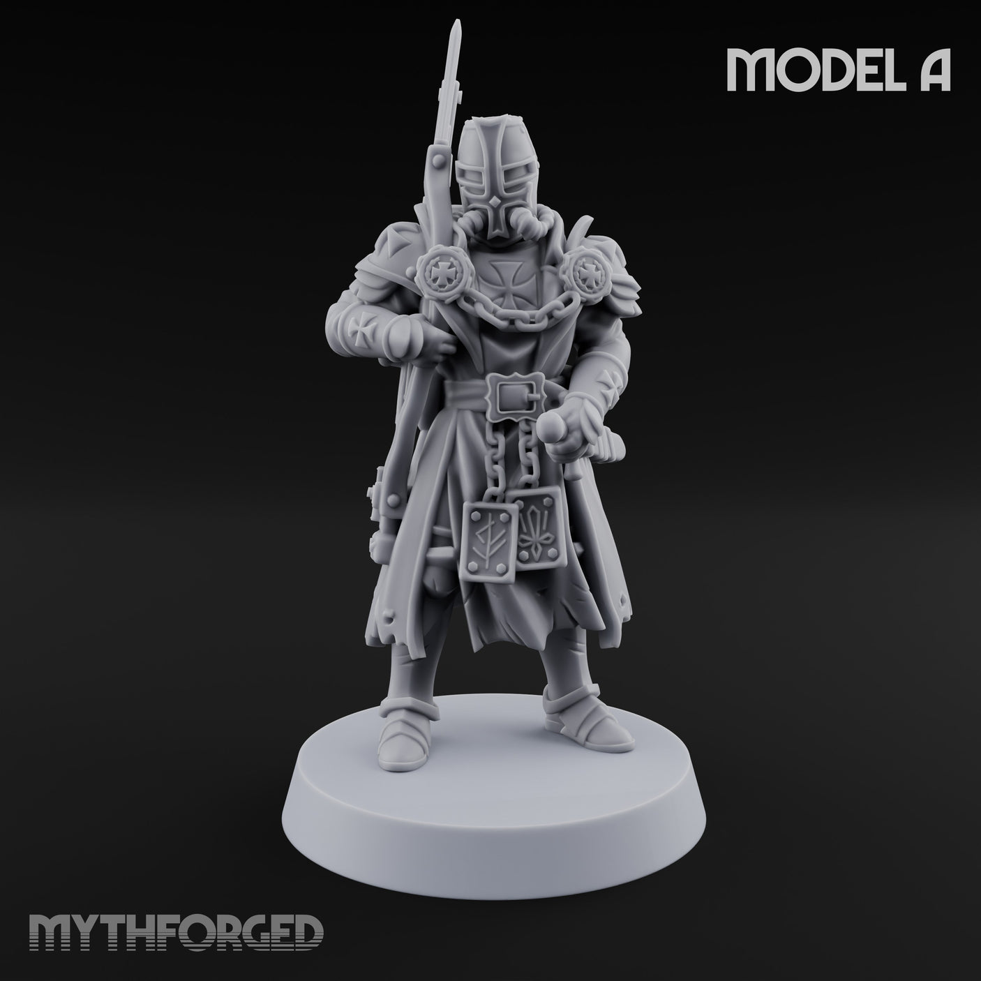Rifle Bearing Steampunk Templar A Miniature for Dungeons and Dragons, Pathfinder or other TTRPGs