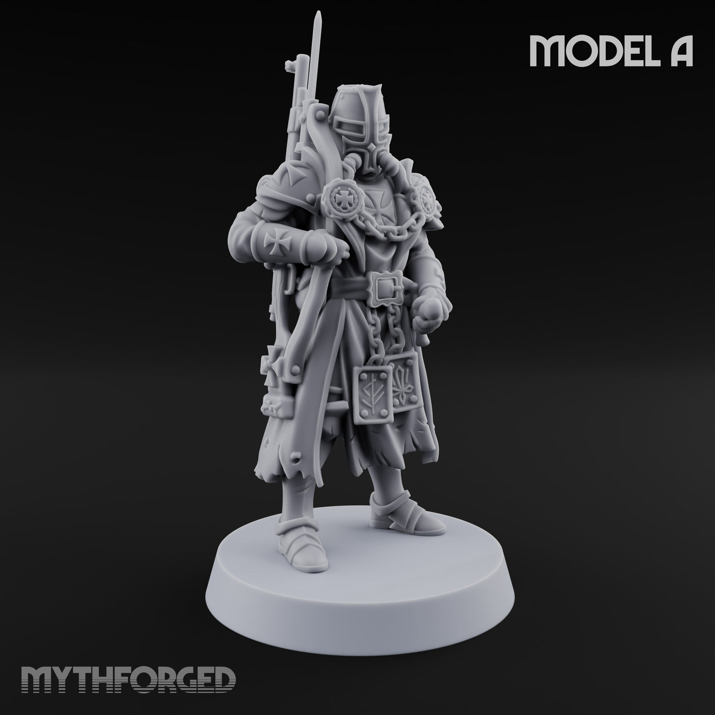 Rifle Bearing Steampunk Templar A Miniature for Dungeons and Dragons, Pathfinder or other TTRPGs