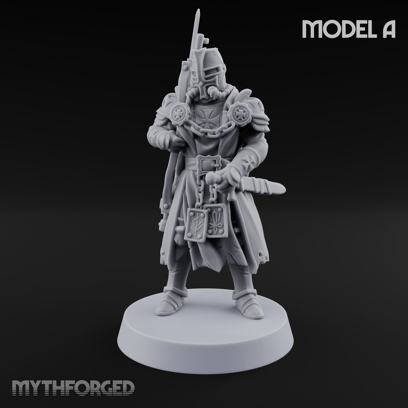 Rifle Bearing Steampunk Templar A Miniature for Dungeons and Dragons, Pathfinder or other TTRPGs