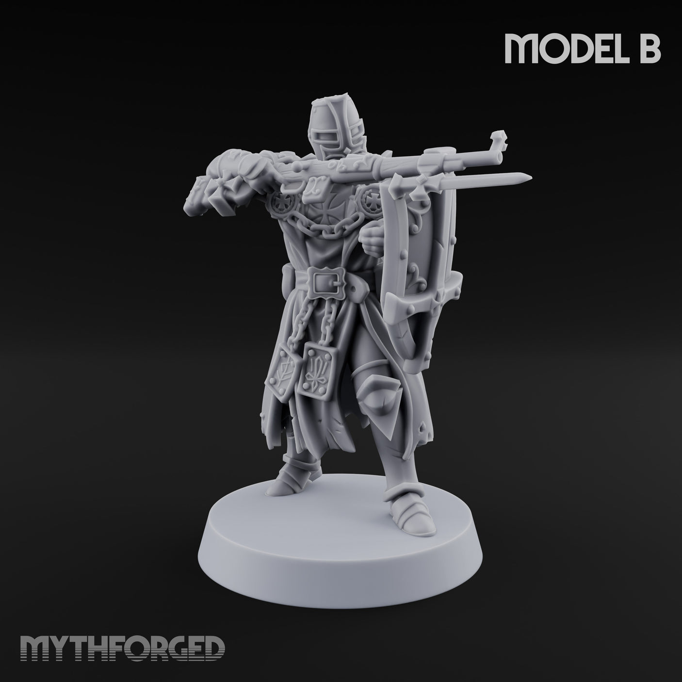 Rifle Bearing Steampunk Templar B Miniature for Dungeons and Dragons, Pathfinder or other TTRPGs