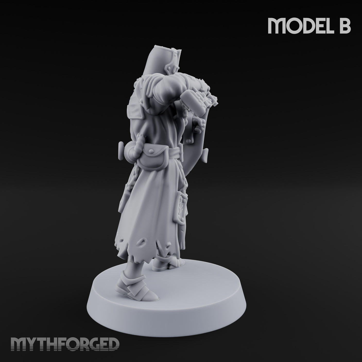 Rifle Bearing Steampunk Templar B Miniature for Dungeons and Dragons, Pathfinder or other TTRPGs