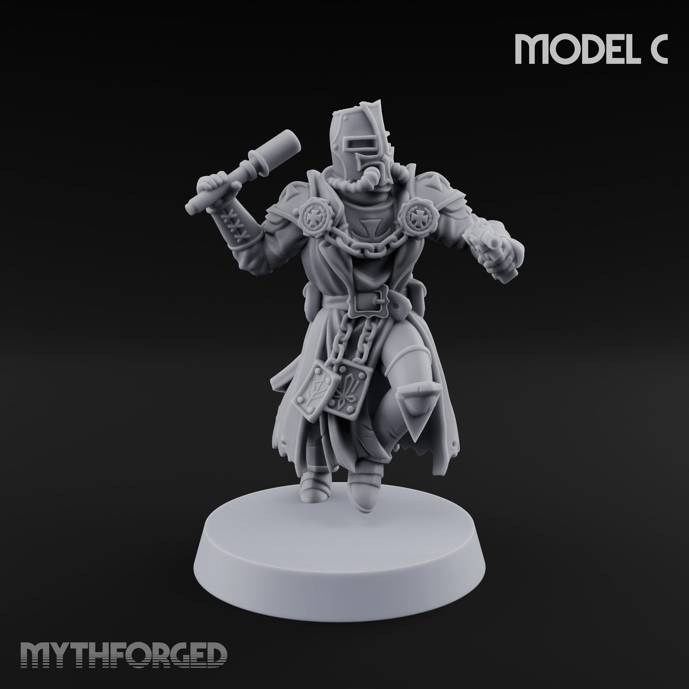 Rifle Bearing Steampunk Templar C Miniature for Dungeons and Dragons, Pathfinder or other TTRPGs