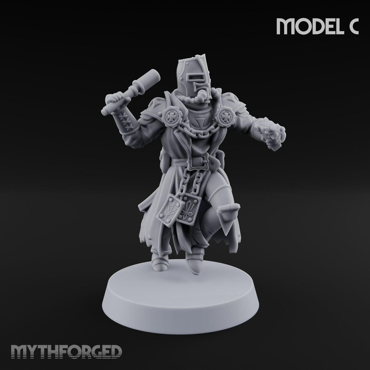 Rifle Bearing Steampunk Templar C Miniature for Dungeons and Dragons, Pathfinder or other TTRPGs