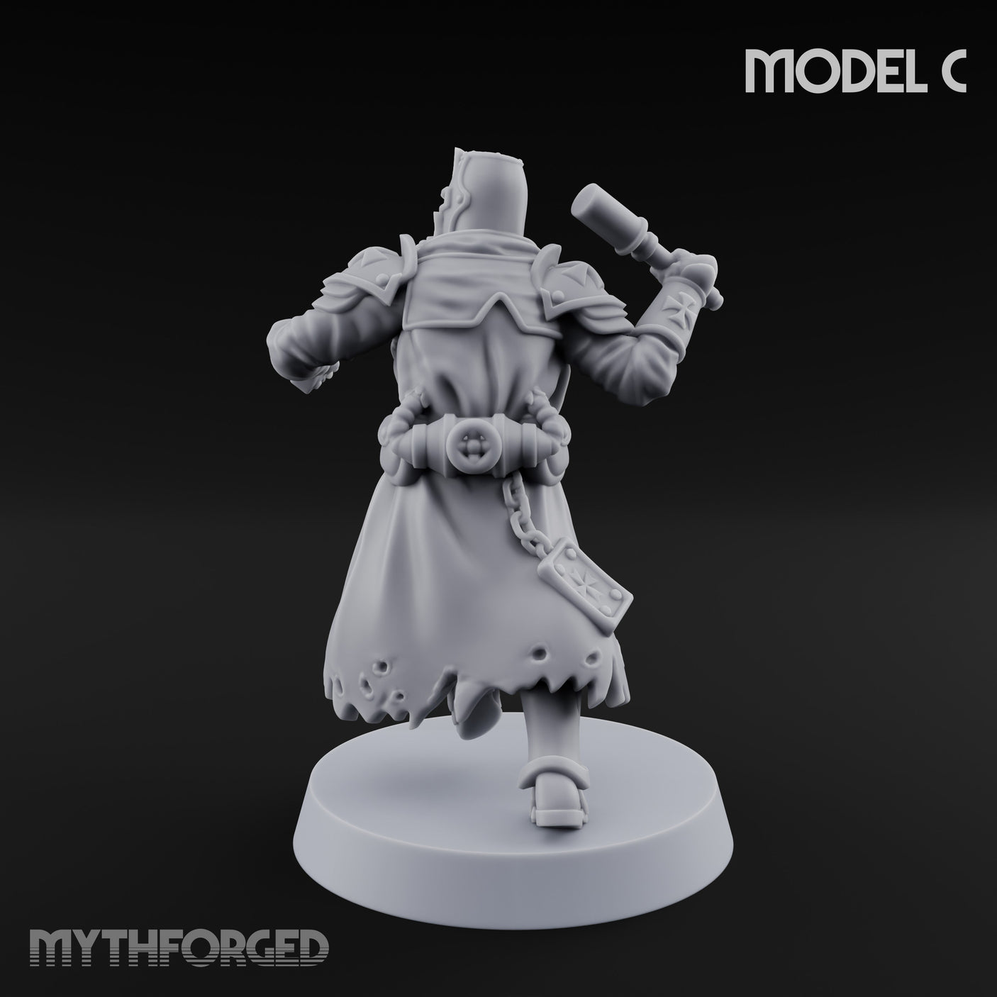 Rifle Bearing Steampunk Templar C Miniature for Dungeons and Dragons, Pathfinder or other TTRPGs