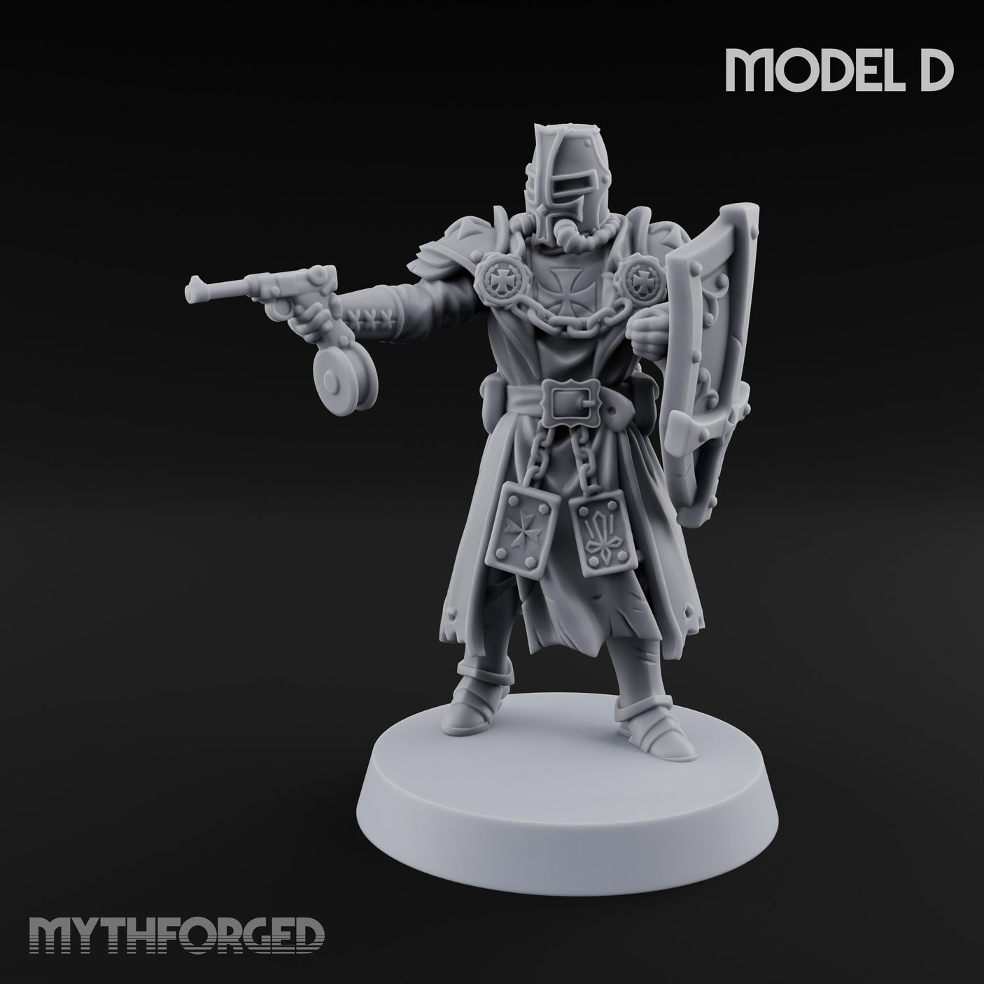 Rifle Bearing Steampunk Templar D Miniature for Dungeons and Dragons, Pathfinder or other TTRPGs