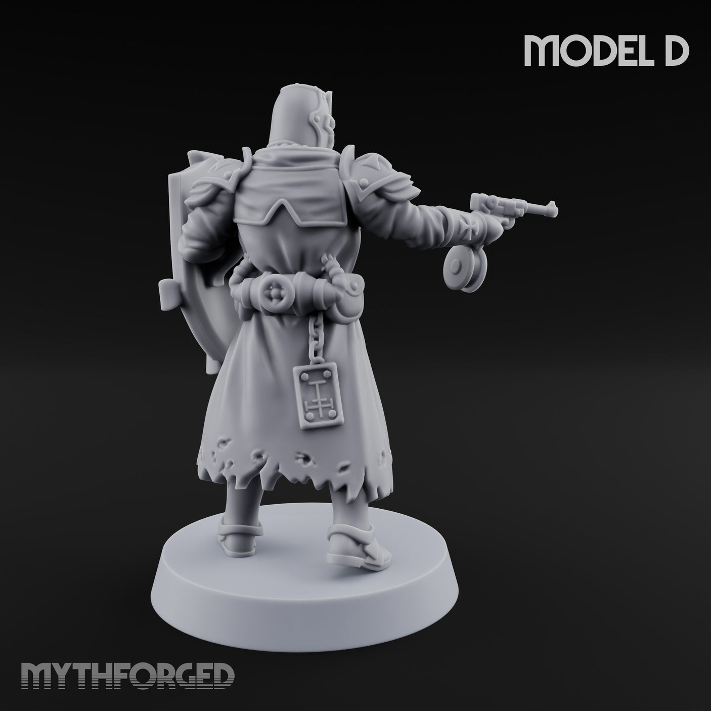 Rifle Bearing Steampunk Templar D Miniature for Dungeons and Dragons, Pathfinder or other TTRPGs