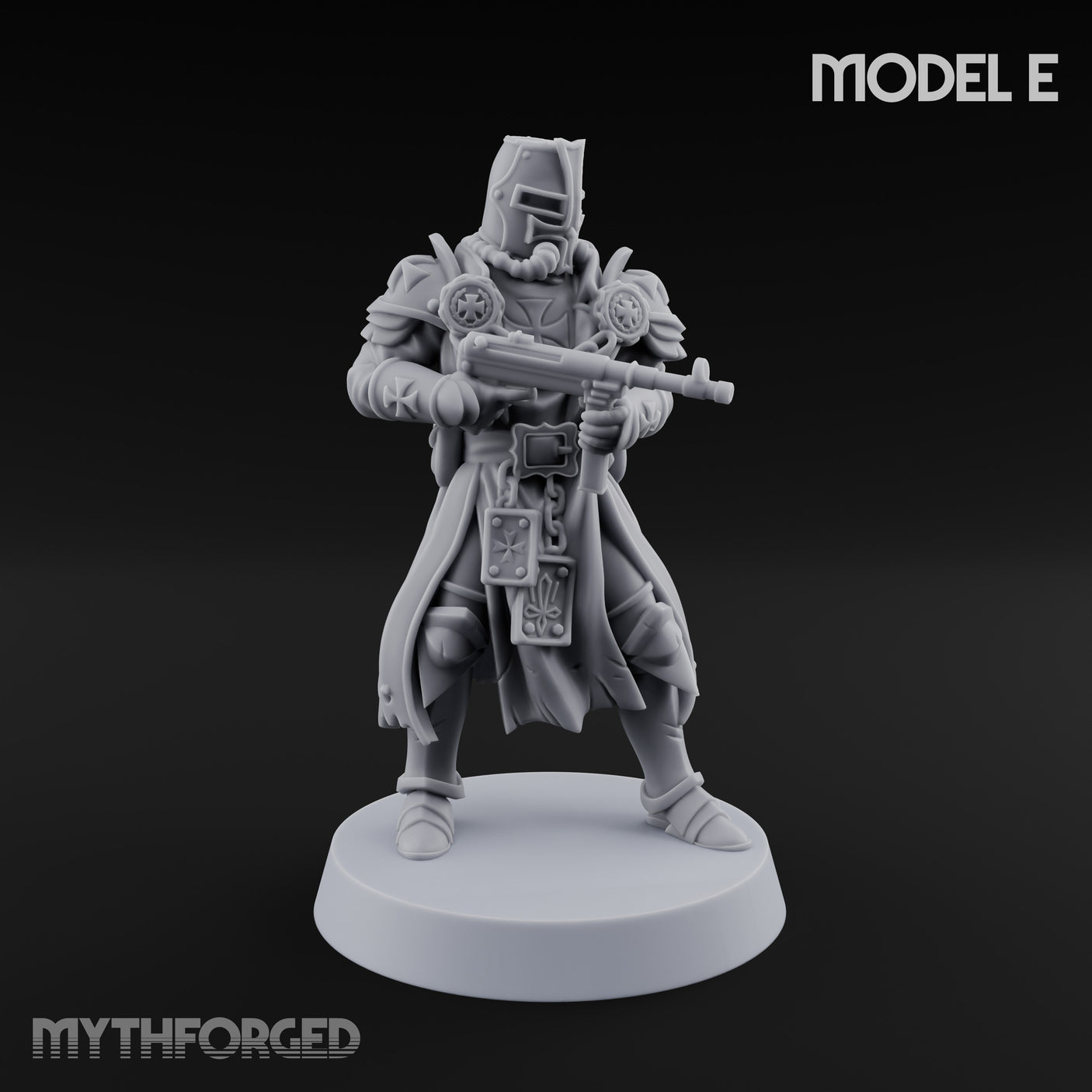 Rifle Bearing Steampunk Templar E Miniature for Dungeons and Dragons, Pathfinder or other TTRPGs