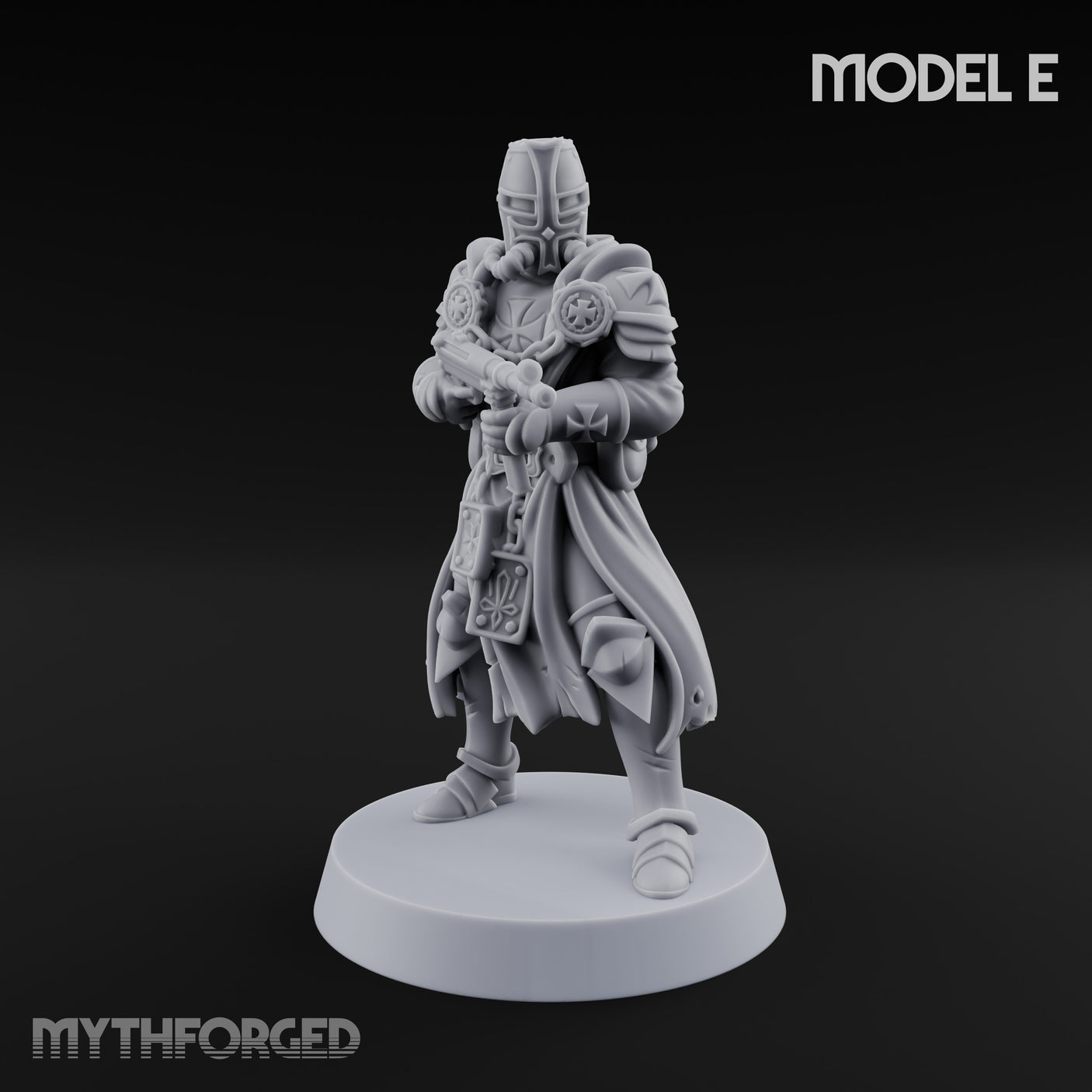Rifle Bearing Steampunk Templar E Miniature for Dungeons and Dragons, Pathfinder or other TTRPGs