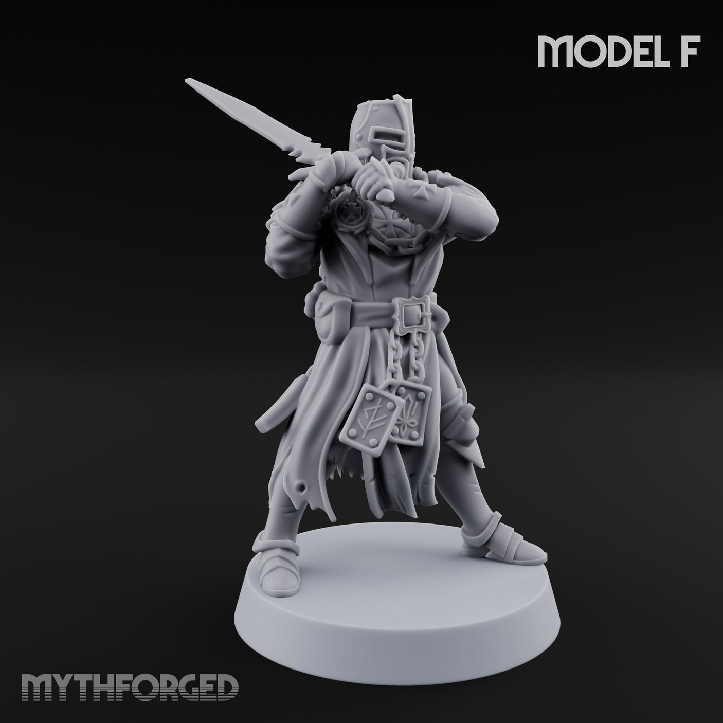 Rifle Bearing Steampunk Templar F Miniature for Dungeons and Dragons, Pathfinder or other TTRPGs