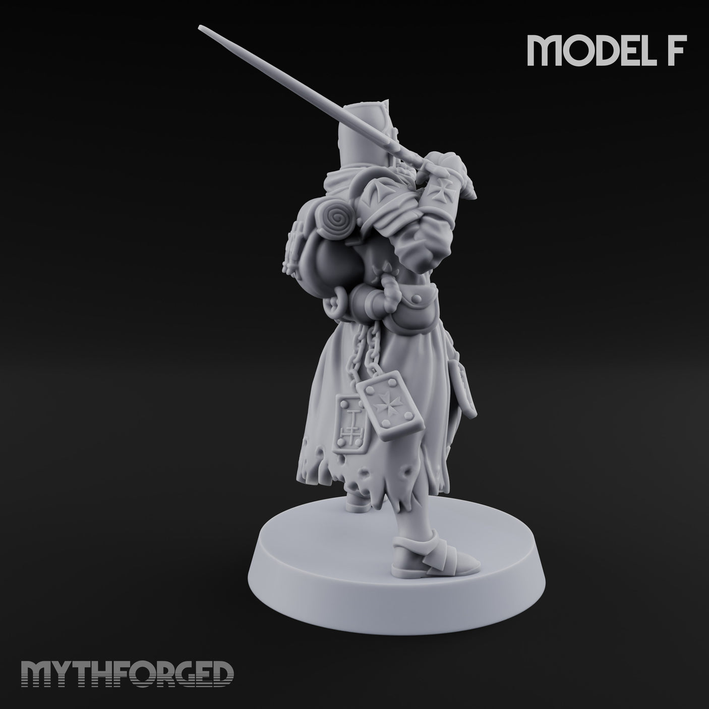 Rifle Bearing Steampunk Templar F Miniature for Dungeons and Dragons, Pathfinder or other TTRPGs