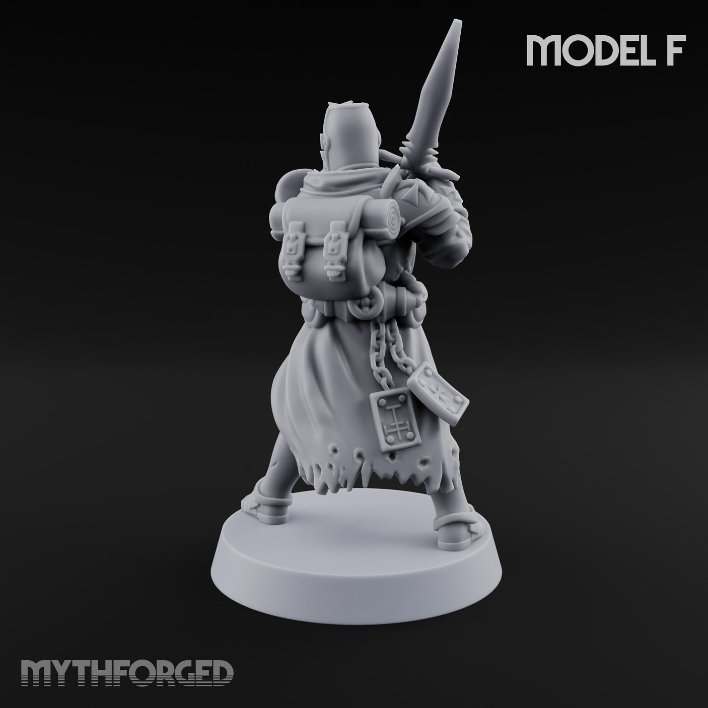 Rifle Bearing Steampunk Templar F Miniature for Dungeons and Dragons, Pathfinder or other TTRPGs