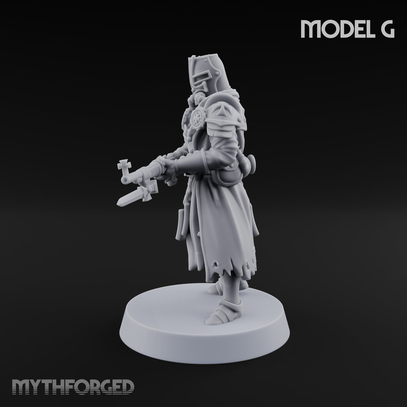 Rifle Bearing Steampunk Templar G Miniature for Dungeons and Dragons, Pathfinder or other TTRPGs