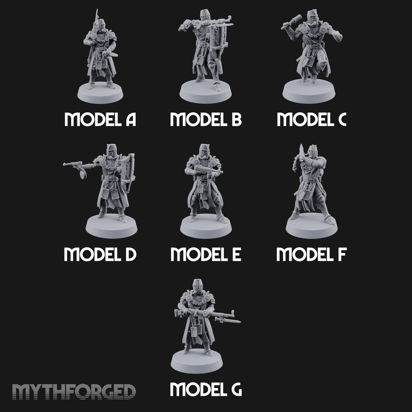 Rifle Bearing Steampunk Templars Miniature for Dungeons and Dragons, Pathfinder or other TTRPGs