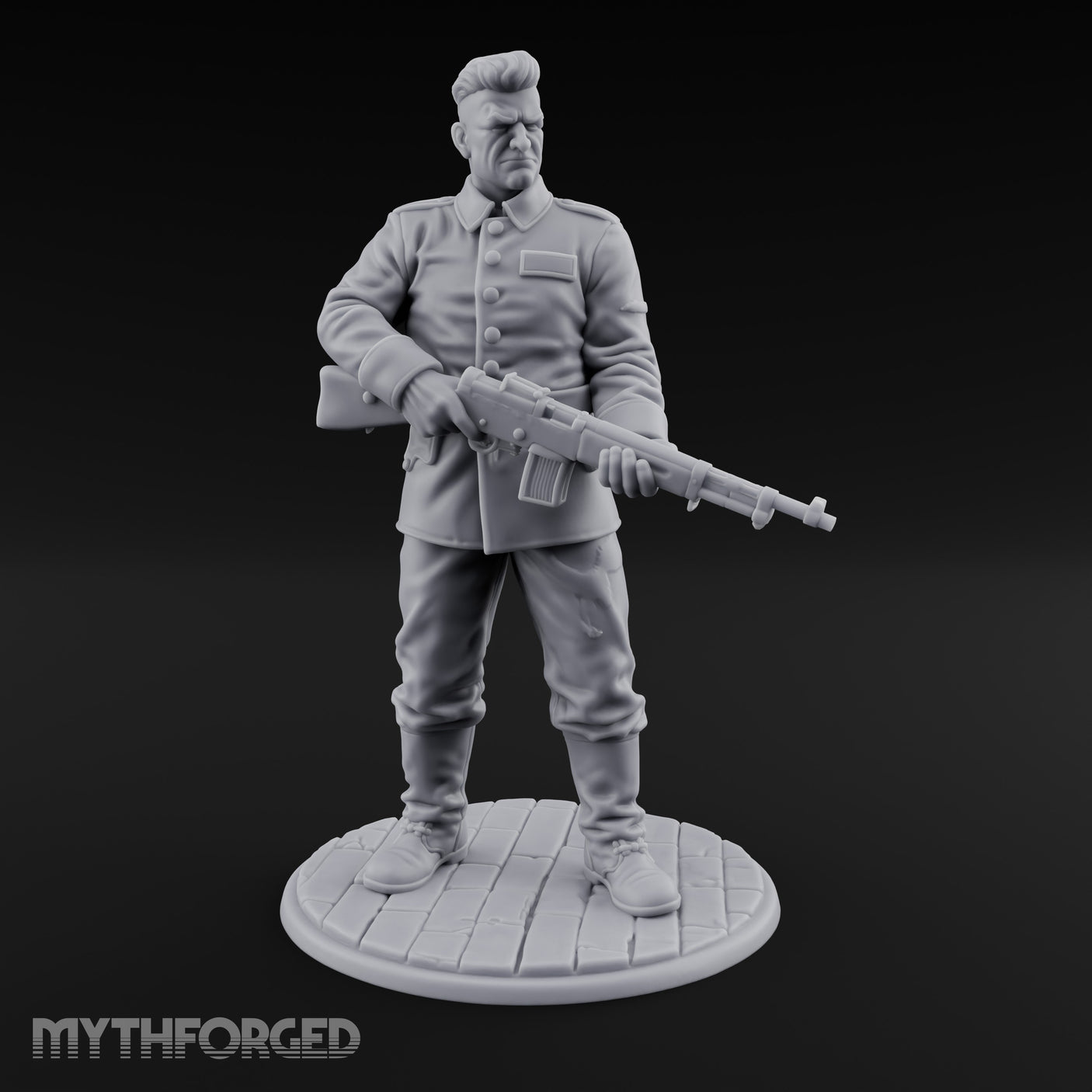 Rifle Cradling Human Resistance Fighter Miniature for Dungeons and Dragons, Pathfinder or other TTRPGs
