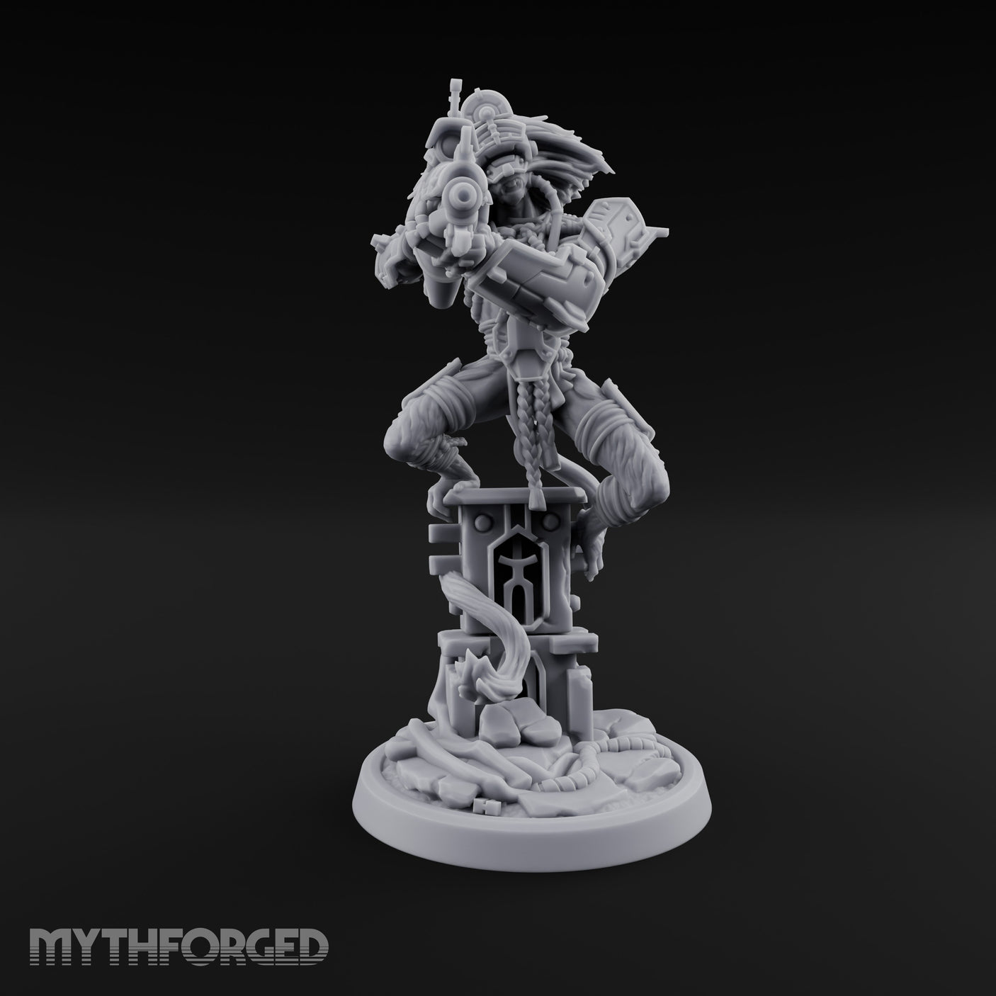 Rifle Levelling Ruin Perching Simian Sniper Miniature for Dungeons and Dragons, Pathfinder or other TTRPGs