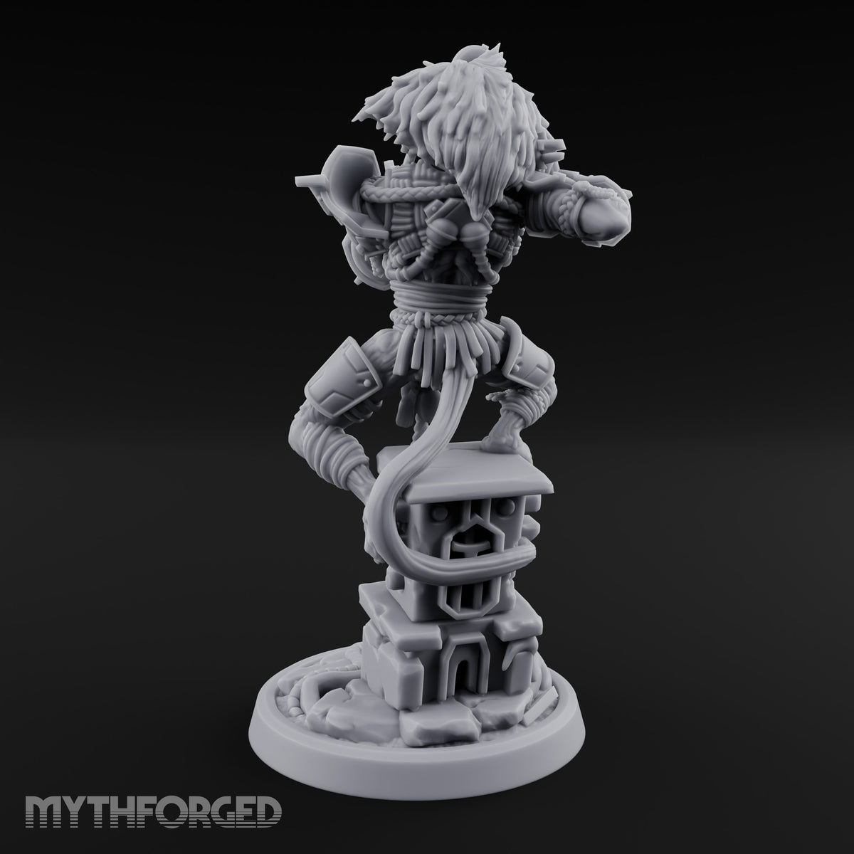 Rifle Levelling Ruin Perching Simian Sniper Miniature for Dungeons and Dragons, Pathfinder or other TTRPGs