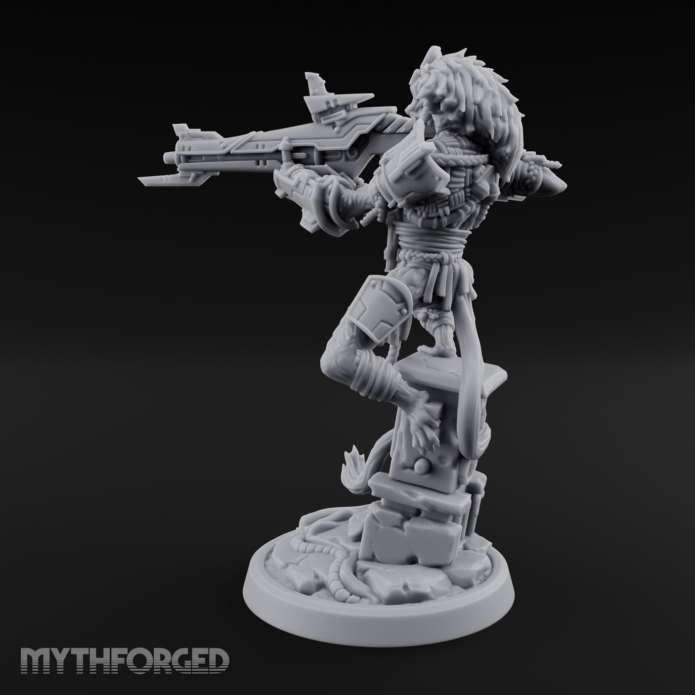 Rifle Levelling Ruin Perching Simian Sniper Miniature for Dungeons and Dragons, Pathfinder or other TTRPGs
