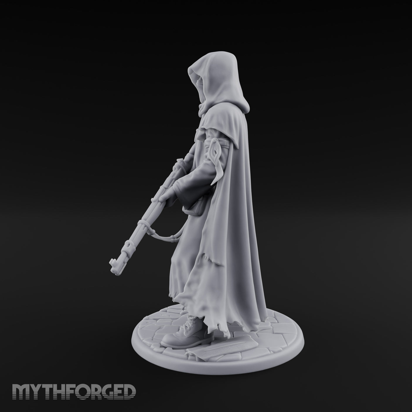 Rifle Lowering Human Cultist Miniature for Dungeons and Dragons, Pathfinder or other TTRPGs
