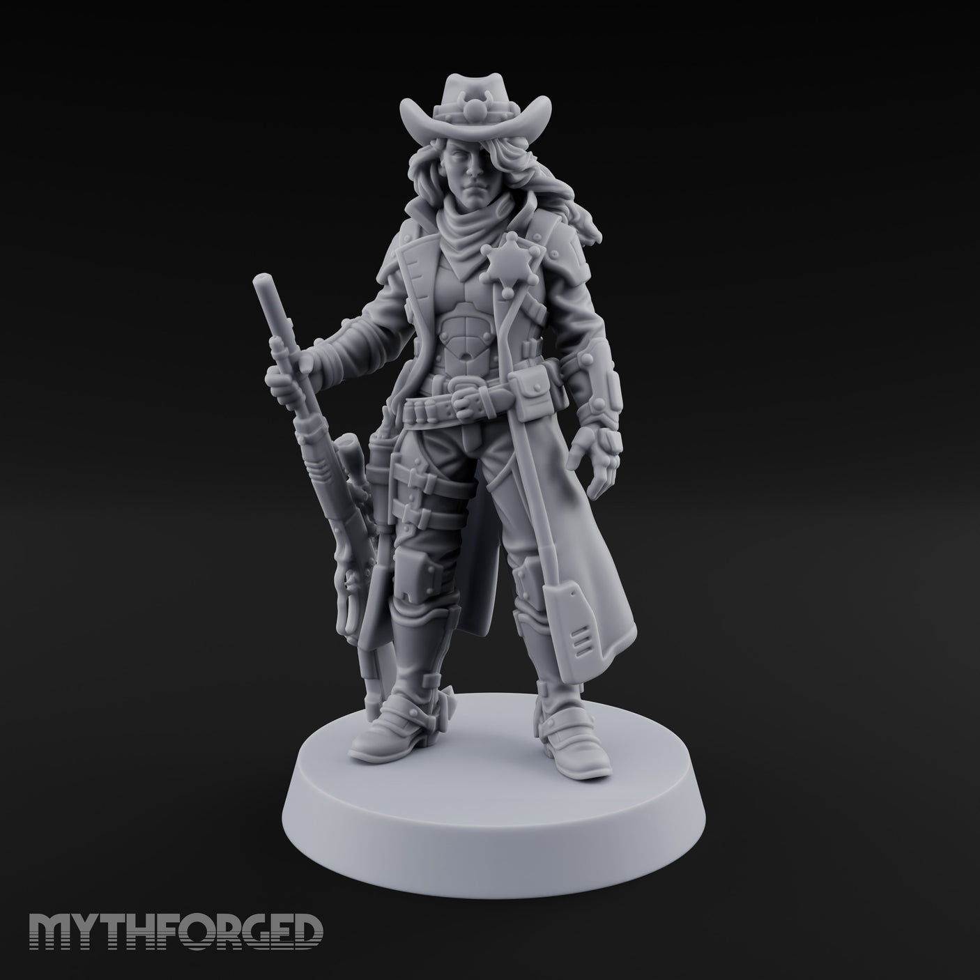 Rifle Resting Human Sheriff Miniature for Dungeons and Dragons, Pathfinder or other TTRPGs