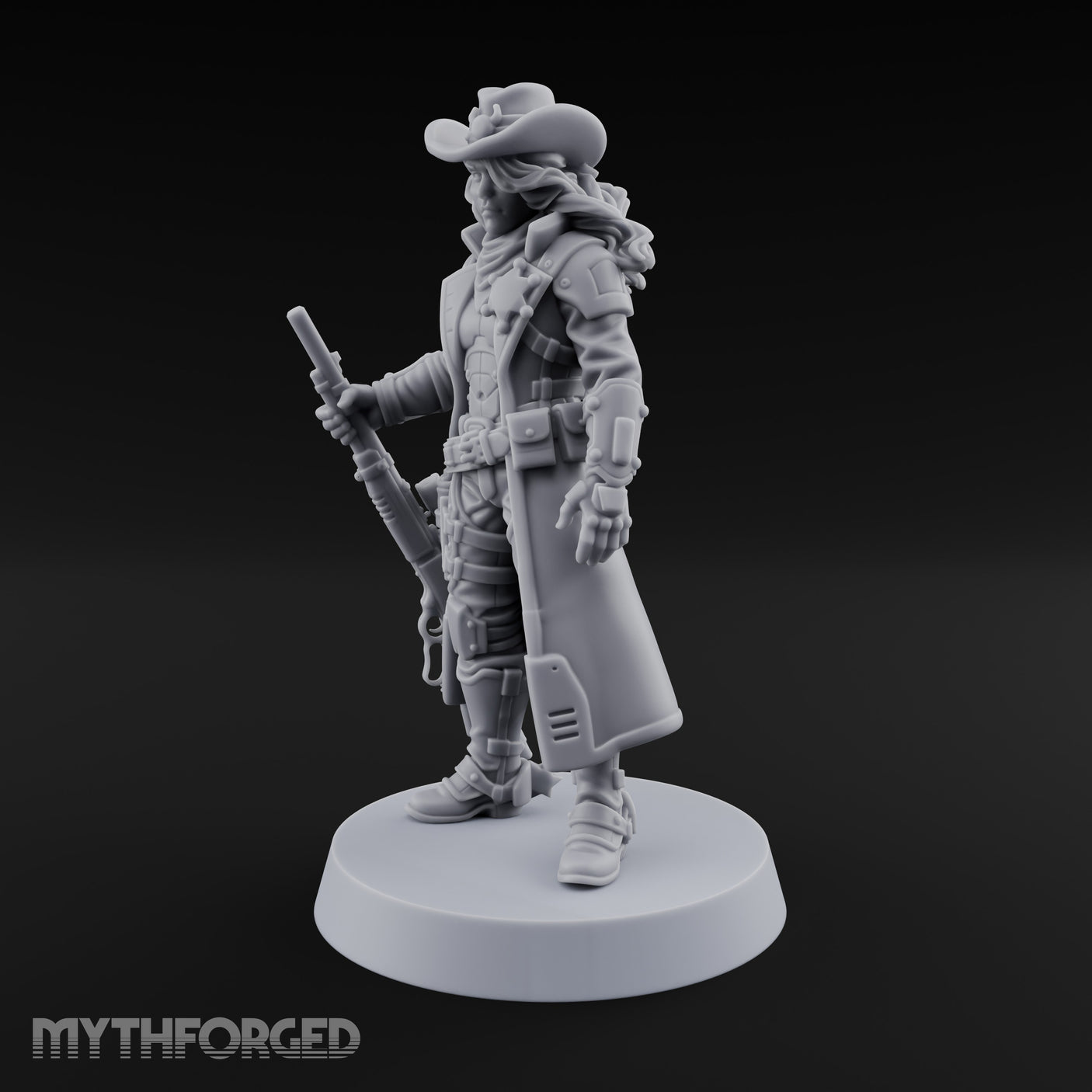 Rifle Resting Human Sheriff Miniature for Dungeons and Dragons, Pathfinder or other TTRPGs